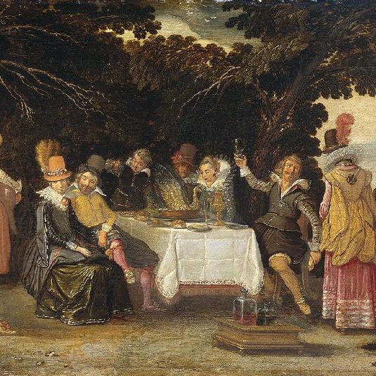 Elegant company dining in the open air