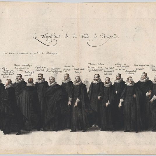 Plate 63: The magistrates of the city of Brussels marching in the funeral procession of Archduke Albert of Austria; from 'Pompa Funebris ... Alberti Pii'