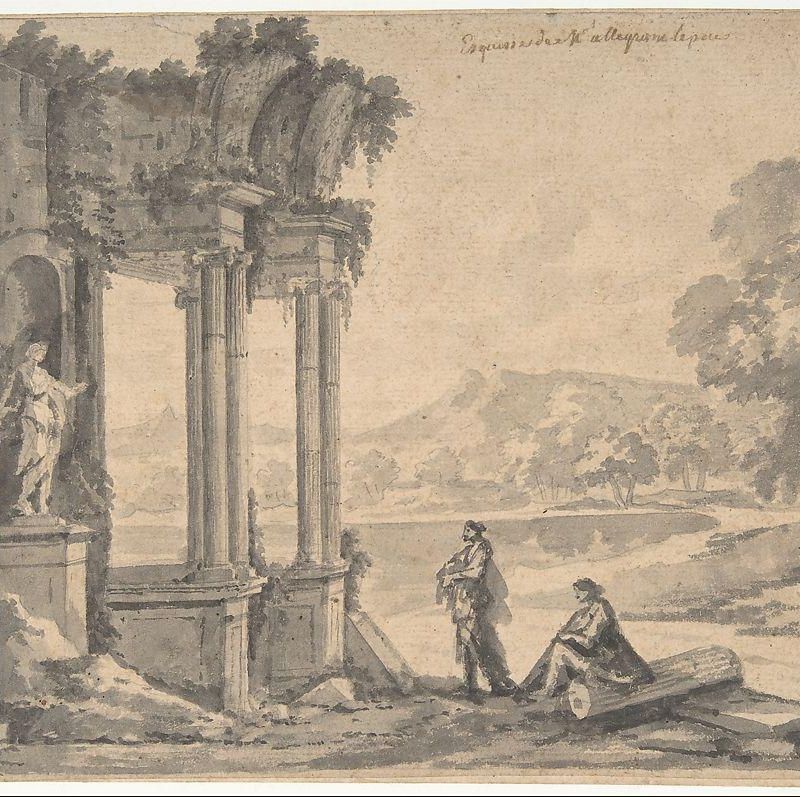 Ruins of a Temple by a Lake