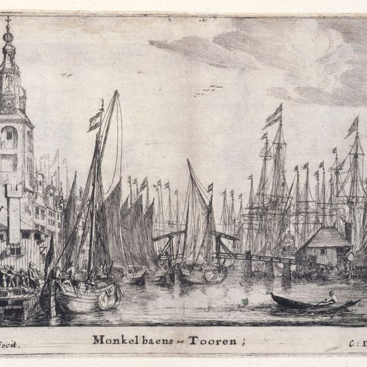 Divers bateaux et vues d'Amsterdam n°1: Monkelbaens - Tooren (Hollstein 41)