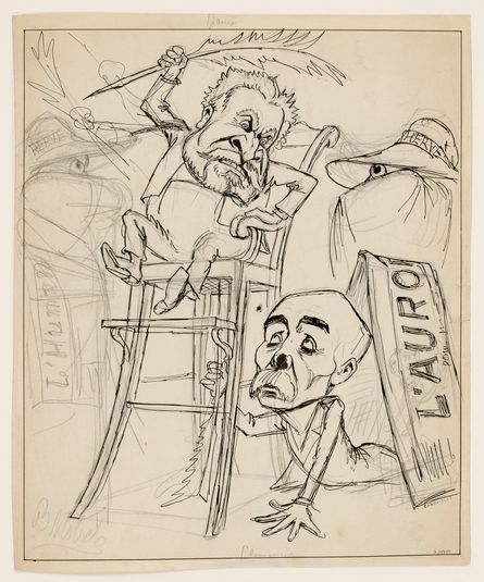 Caricature sur Jean Jaurès, Georges Clémenceau et Hervé