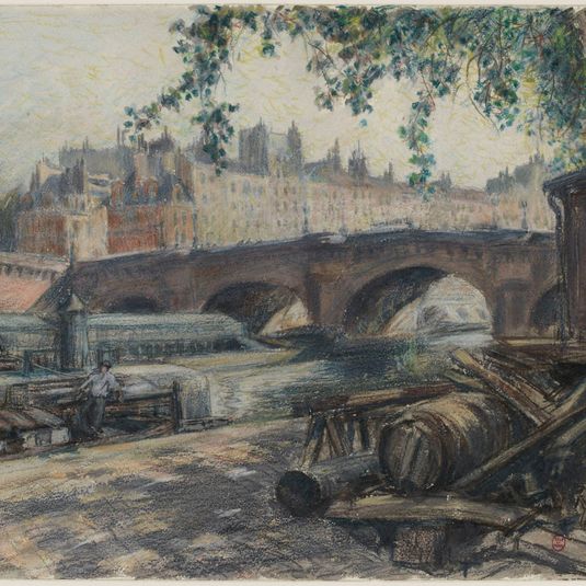 Le Pont-neuf et la Cité, vus du quai de conti, en octobre 1899. 1er arrondissement