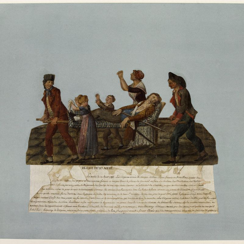 Blessé lors de la prise des Tuileries, Paris, le 10 août 1792