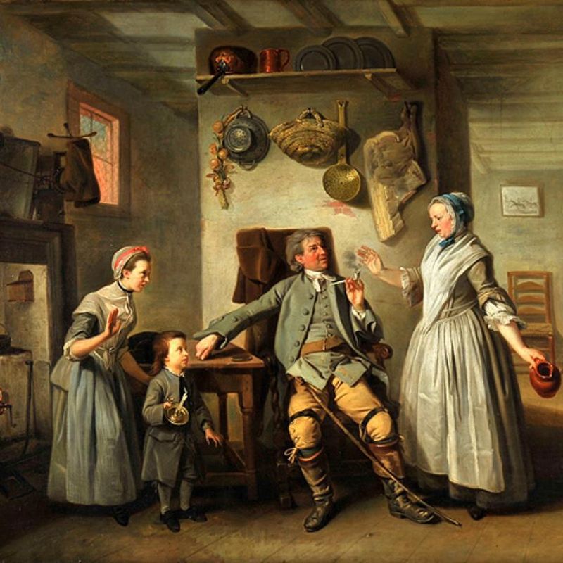 David Garrick and Mary Bradshaw in David Garrick's 'The Farmer's Return', 1762