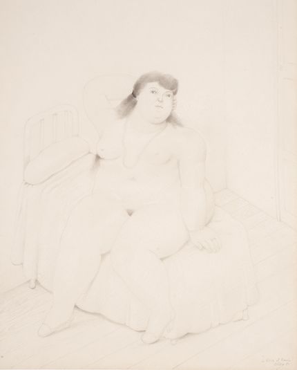 Γυμνή γυναίκα καθισμένη σε κρεβάτι