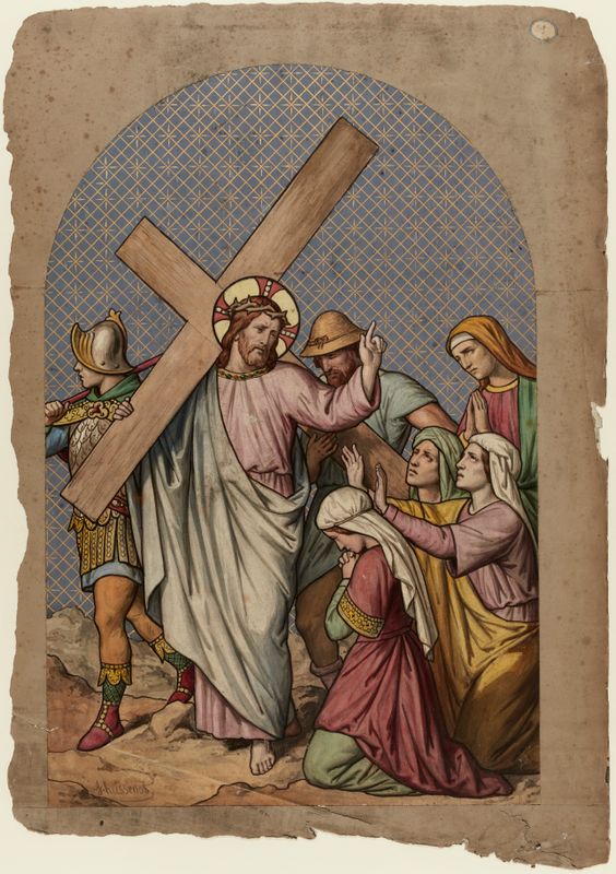 Etude pour le chemin de croix de l'église Notre-Dame-de-la-Croix : Station VIII : Jésus console les filles d'Israël