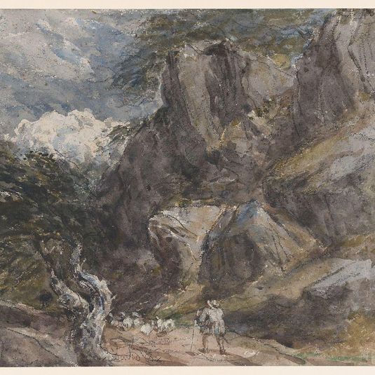 Driving Sheep in a Rocky Landscape
