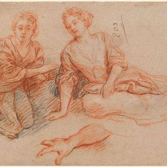 Two Young Women Seated on the Ground [recto]