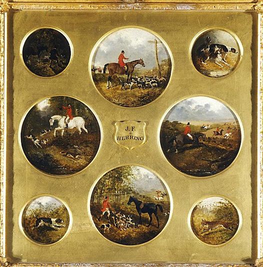 Eight Circular Foxhunting Scenes (I. Huntsman and Hounds; 2. Hunting in Covert; 3. Full Cry; 4. The Kill; 5. Earth Stopping at Night; 6.Three Hounds resting; 7. Hound in a Landscape; 8. Fox in Landscape)