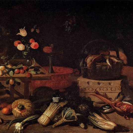 Interior Of A Kitchen With A Dog