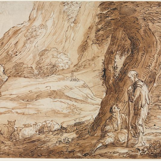 Landscape with Sheep and Two Shepherds