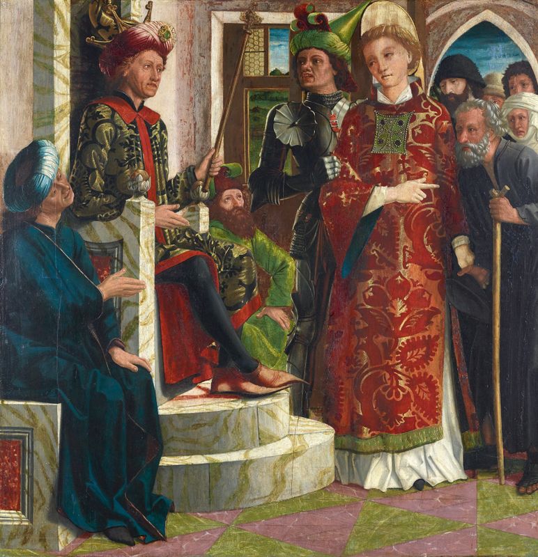 St Lawrence before the emperor