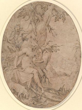 Diana and a Leering Satyr in a Forest