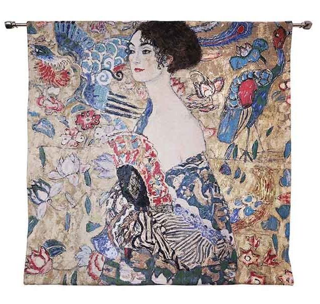 Gustav Klimt Lady with Fan - Wall Hanging in 2 sizes Signare Tapestry