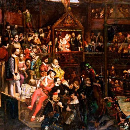 Queen Elizabeth (1533–1603), Viewing the Performance of 'The Merry Wives of Windsor' at the Globe Theatre