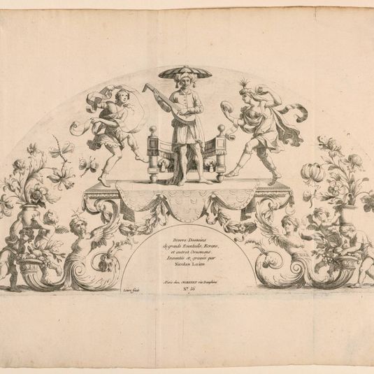Title plate of "Divers Desseins de grands Eventails, Ecrans, et autres Ornemens"