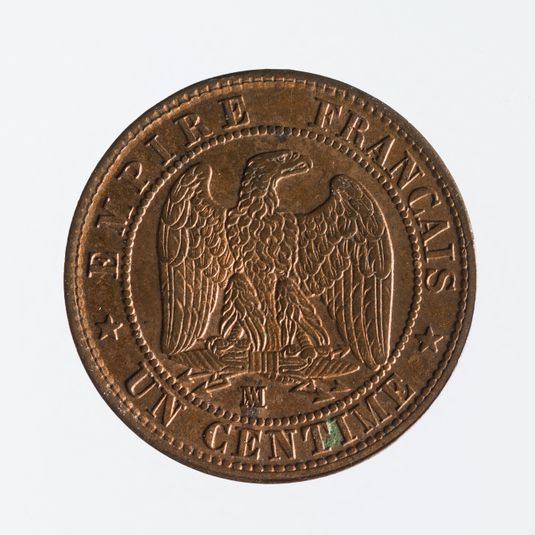 Pièce de 1 centime en cuivre de Napoléon III, 1855
