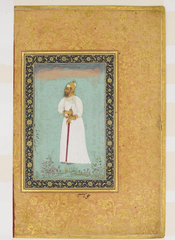 "Portrait of Ibrahim 'Adil Shah II of Bijapur", Folio from the Shah Jahan Album