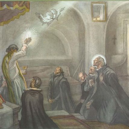 The Life of St. Ignatius Loyola. Plate 5. Ignatius and the first companions take vows at Montmatre 15th August 1534.