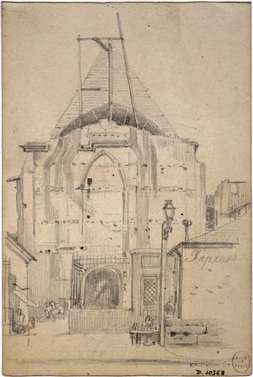 Ancien portail de l'église Saint-Martin-des-Champs rue Saint-Martin, actuel 3ème arrondissement (à l'emplacement de l'actuel conservatoire des arts et métiers).