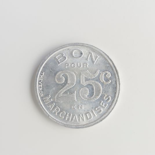Bon pour 25 centimes de franc en marchandises à la mercerie E. Jallon de Jarnac, 1922