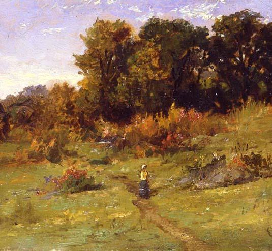 Landscape with Woman Walking on Path