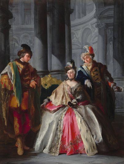 Three Figures Dressed for a Masquerade