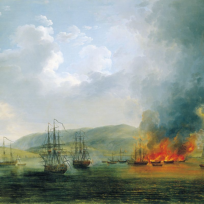 Second Battle of Chesma Bay on October 24th, 1772