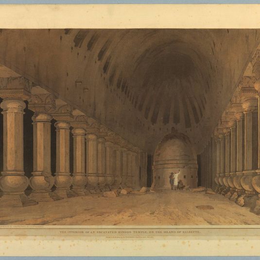 The Interior of An Excavated Hindoo Temple, On the Island of Salsette, from "Oriental Scenery: Twenty Four Views in Hindoostan"