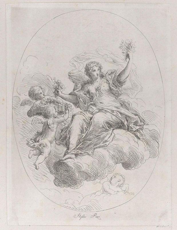 Allegorical figure on a cloud with putti, after Stefano Pozzi