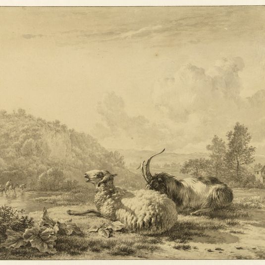 Grand paysage avec mouton et chèvre (Lugt 54)