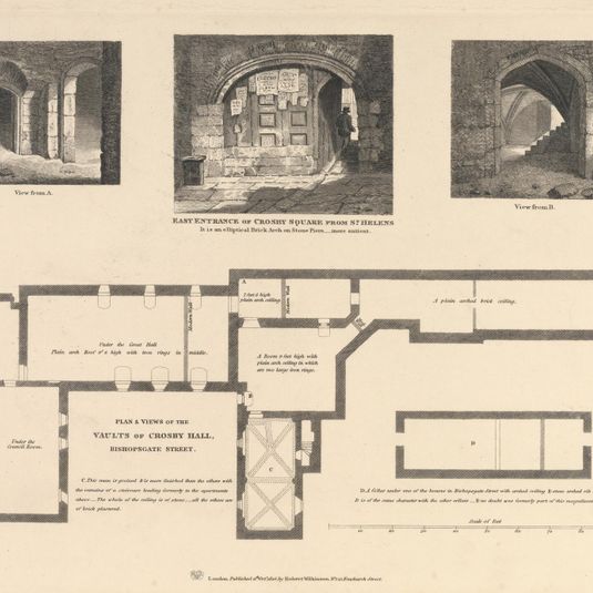 Plan and View of the Vaults of Crosby Hall