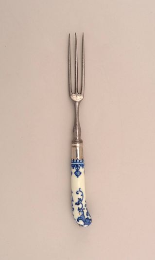 Fork with Blue Pattern on Pistol-Shaped Porcelain Handle