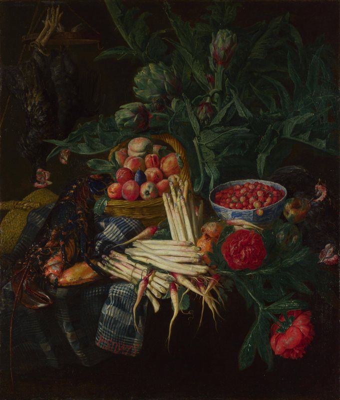 A Still Life with Fruit, Vegetables, Dead Chickens and a Lobster