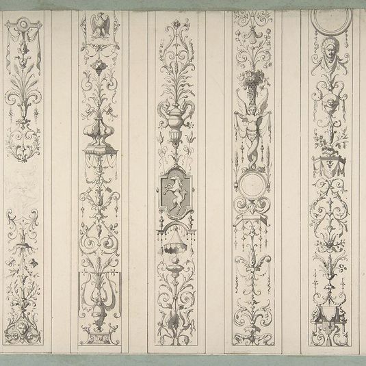 Design for Seven Vertical Panels of Arabesque Decoration, Farnsborough, England