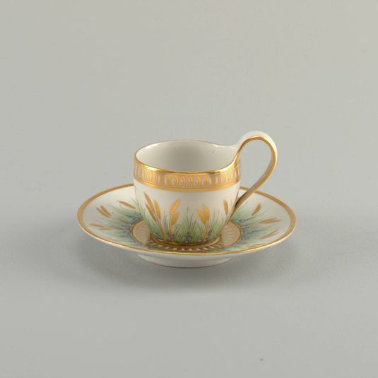 Cup and Saucer with Wheat Stalks