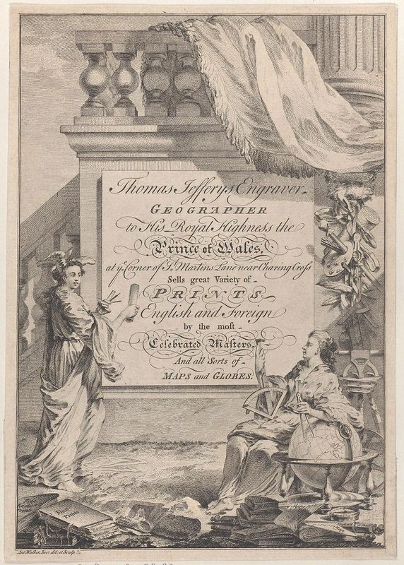 Trade Card for Thomas Jeffreys, Engraver, Geographer, and Printseller