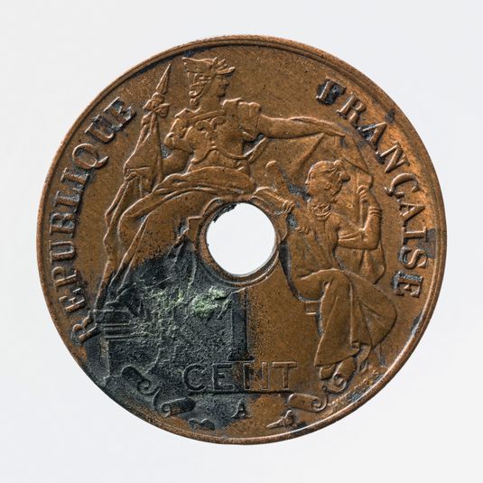 Pièce de 1 centime en bronze de l'Indochine française, 1908