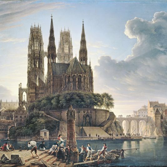 Gothic Cathedral by a River