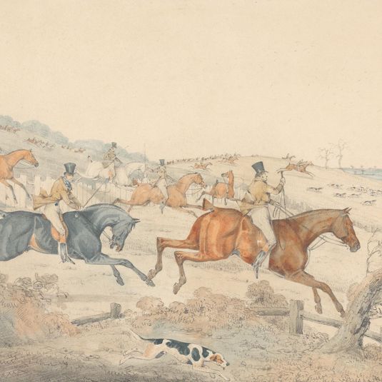 Full Cry. 1821: Riders Taking a Wooden Fence