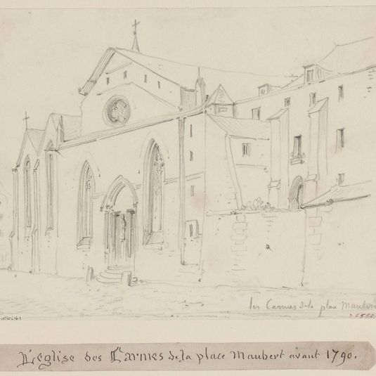 Vue extérieure de l'église des Carmes, place Maubert, avant 1790.