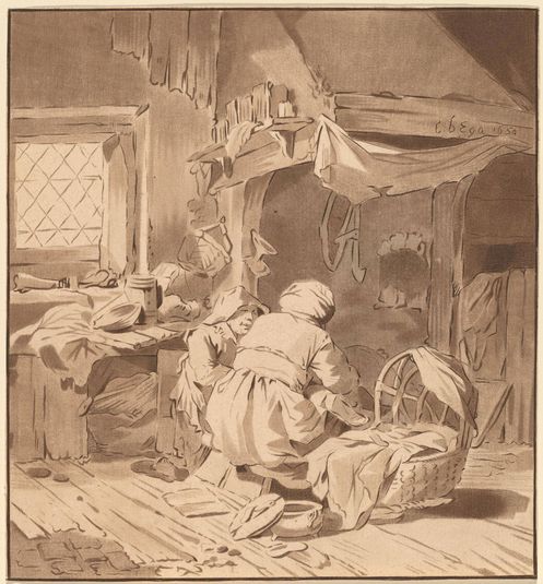 Interior of a Peasant House with Two Women