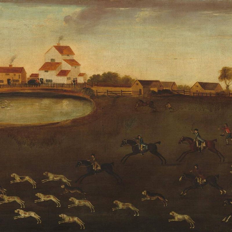 Hunting Scene with a Pond