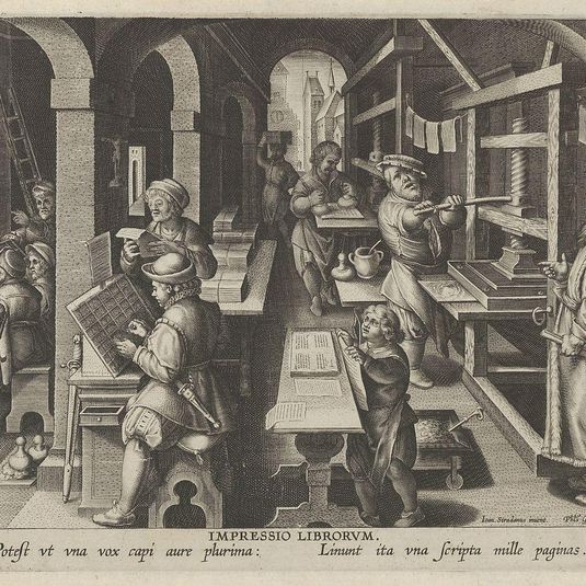 New Inventions of Modern Times [Nova Reperta], The Invention of Book Printing, plate 4