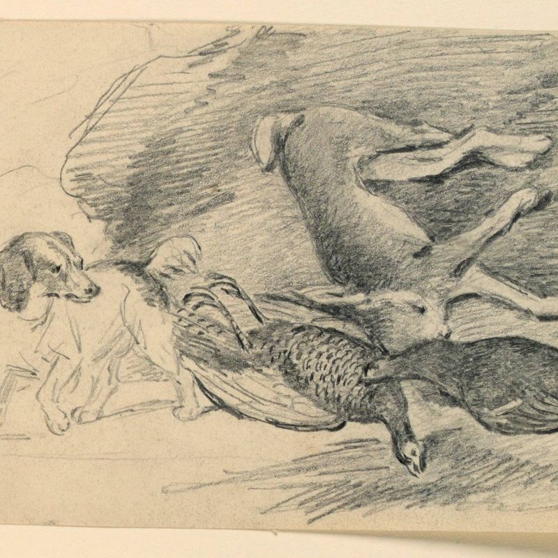 Study of a Dog Beside Killed Game