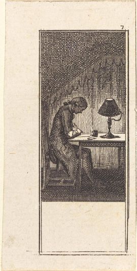 Young Man Writing by Lamplight