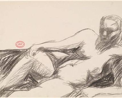 Untitled [female nude resting on her side and leaning on left arm]