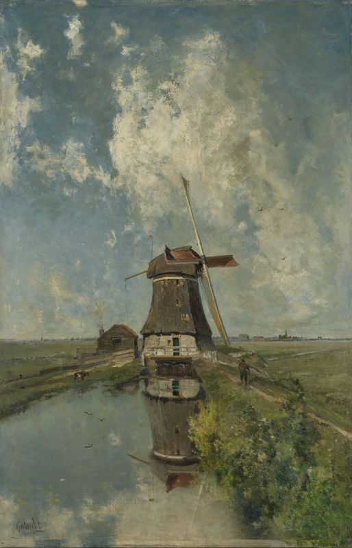Paul Joseph Constantin Gabriël - A Windmill on a Polder Waterway, Known as "In the Month of July" Smartify Editions