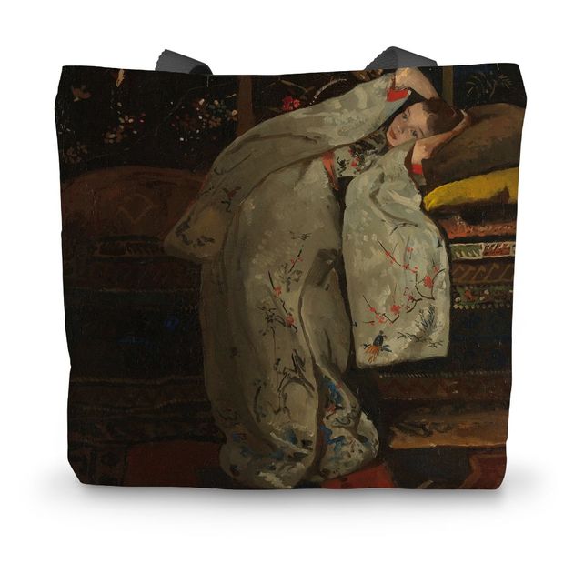 Girl in white kimono, George Hendrik Breitner, 1895 Canvas Tote Bag Smartify Essentials