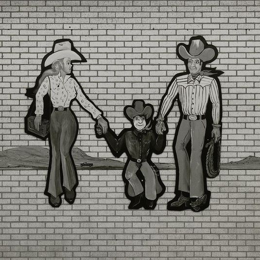 Family Painting on Western Wear Store Wall. US 180, Hobbs, New Mexico